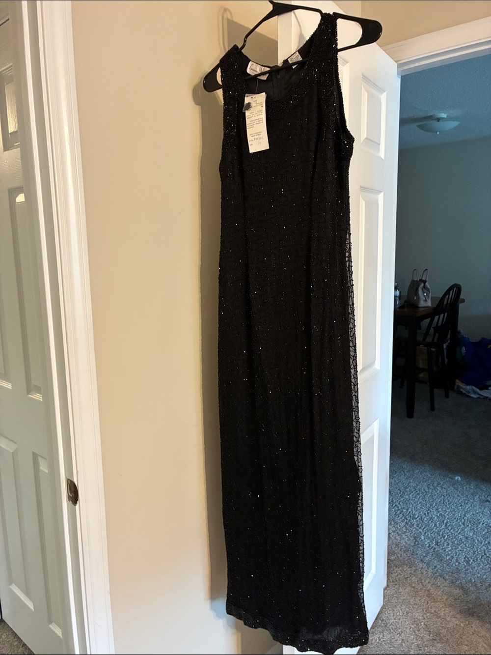 Laurence Kazar Black Beaded Maxi Dress